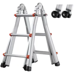 VEVOR Teleskopleiter mit A-Rahmen, 2880 mm kompakte Aluminium-Ausziehleiter, tragbare zusammenklappbare Mehrzweckleiter, Anlegeleiter für Hausaufgaben, Treppen, Innen- & Außendächer, bis 150 kg