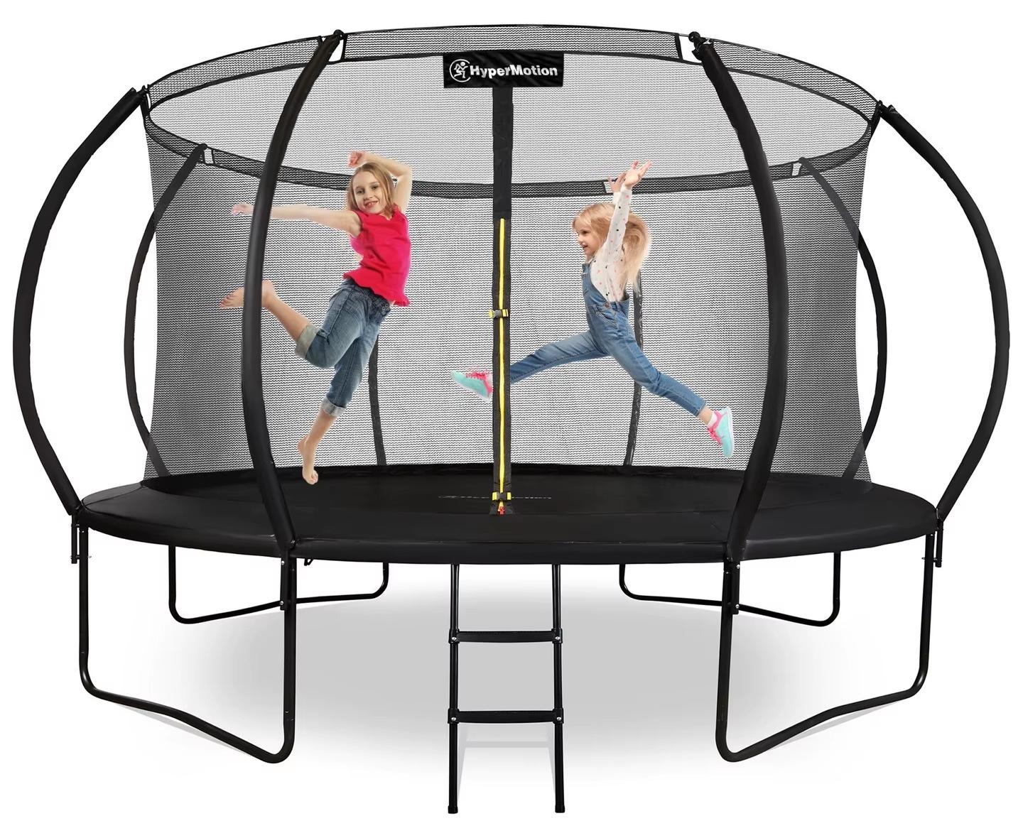 Kindertrampolin - Gartentrampolin - 430 x 260 cm - Sprungfläche 383 cm - Innensicherheitsnetz mit Leiter - 80 Federn - Belastbarkeit 150 kg - Für 6-12 Jahre