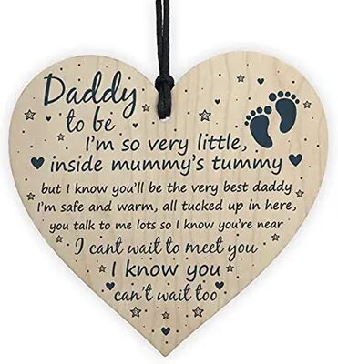 DynamicDeals Daddy To Be Wooden Heart Plaque Pregnancy Announcement Gift For New Dad Daddy To Be Wooden Heart Plaque Pregnancy Announcement Gift For New Dad