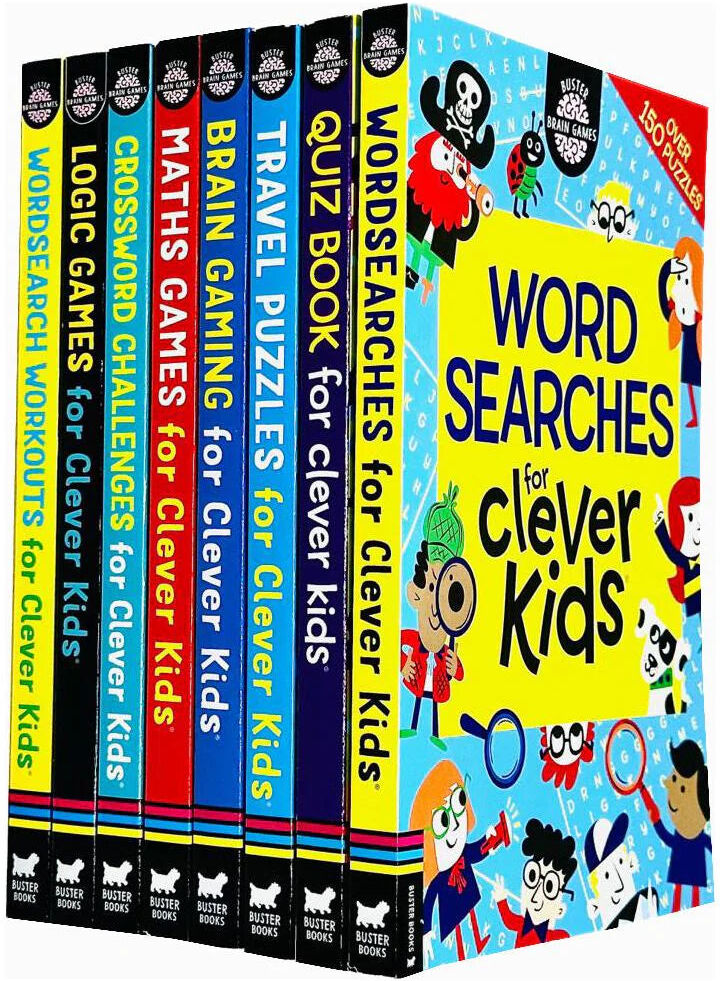 Clever Kids 8 Books Collection Set by Gareth Moore - Quiz, Puzzle, Maths & Wordsearch Books - Paperback - Ages 9-11 - Buster Books Brain Training Set