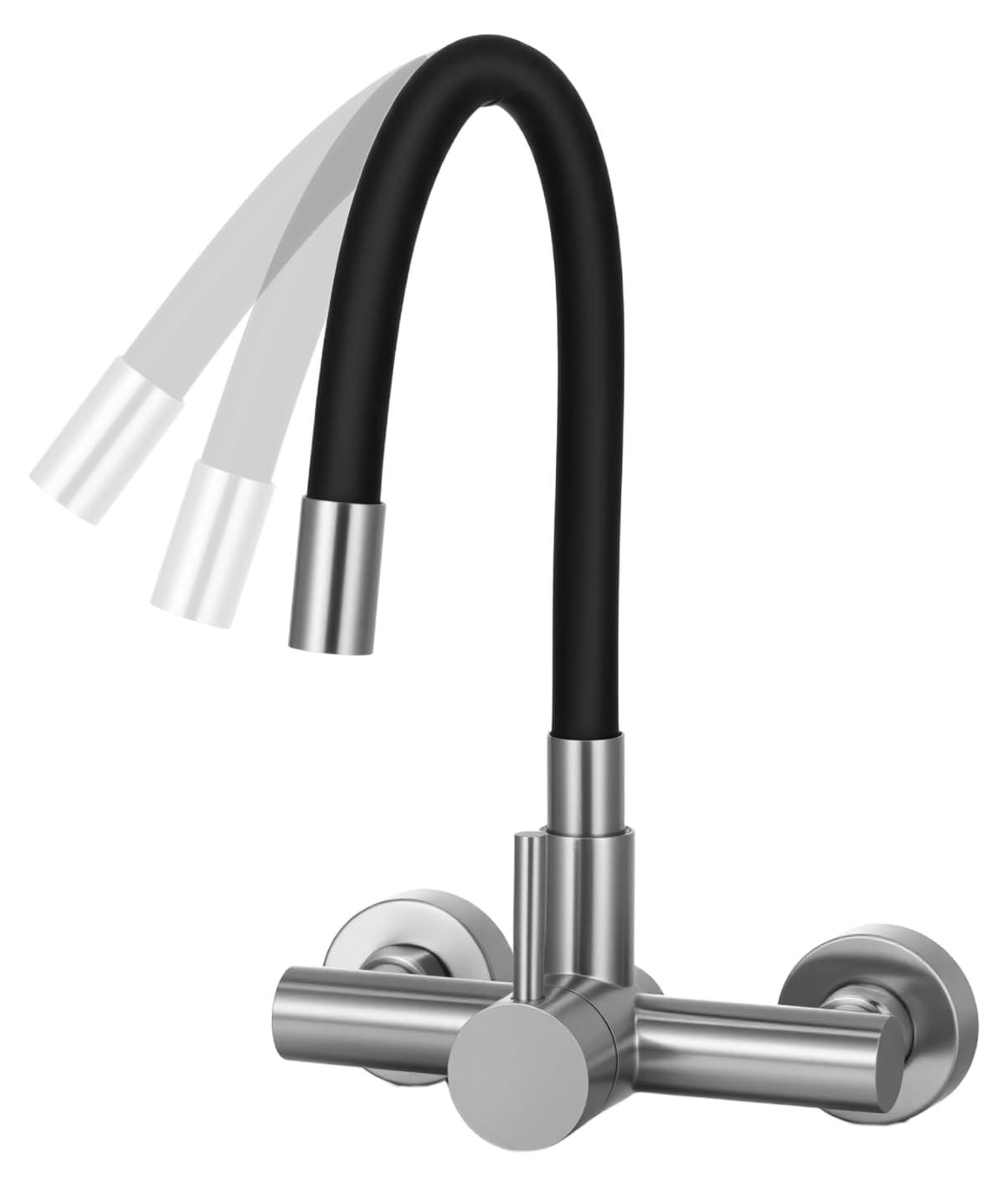 Selius Flexibele zwarte keukenkraan met 360 graden draaibare arm voor keuken en badkamer