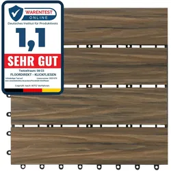 6x Floordirekt, Gartenbodenbelag, Mix Teak (30 x 30 cm)
