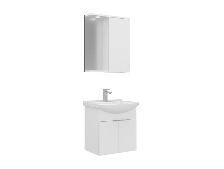 Meuble avec simple vasque et miroir Purus 55 - 55 x 50 x 58 cm - White