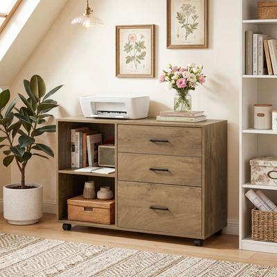 1Easylife Wooden Rolling File Cabinet, 39-Inch Office Lateral Filing Cabinet