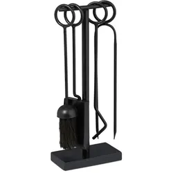 Relaxdays 5-teiliges Kaminbesteck Set Schwarz