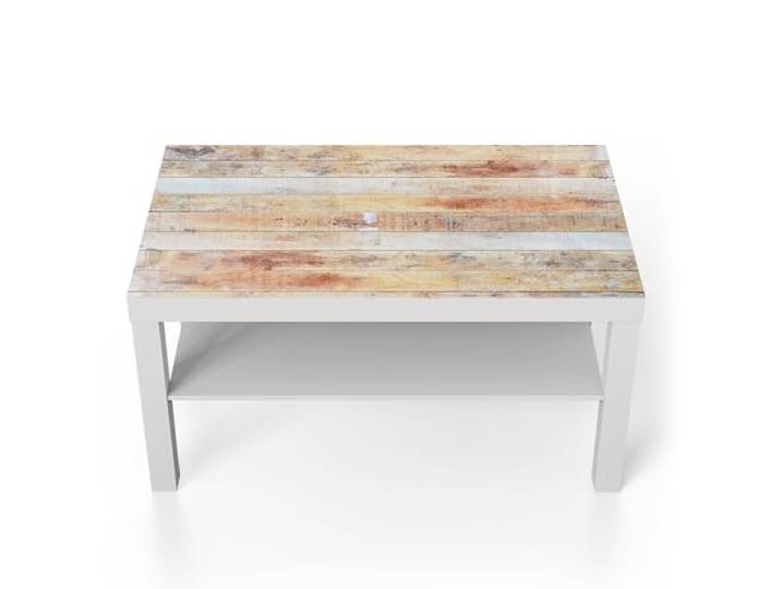 DEQORI Glastisch weiß groß 90x50 cm Motiv Verwitterte Geschichte ausgefallener Beistelltisch aus Glas Hochglanz Couchtisch fürs Wohnzimmer moderner Couch Tisch mit Design