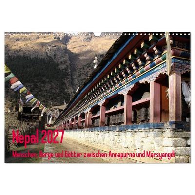 Nepal 2027 Menschen, Berge und Götter zwischen Annapurna und Marsyangdi (Wandkalender 2027 DIN A3 quer), CALVENDO Monatskalender