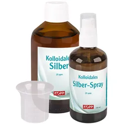 Kolloidales Silber - Konzentration 25 ppm 250 ml Flasche plus 100 ml Sprühflasche