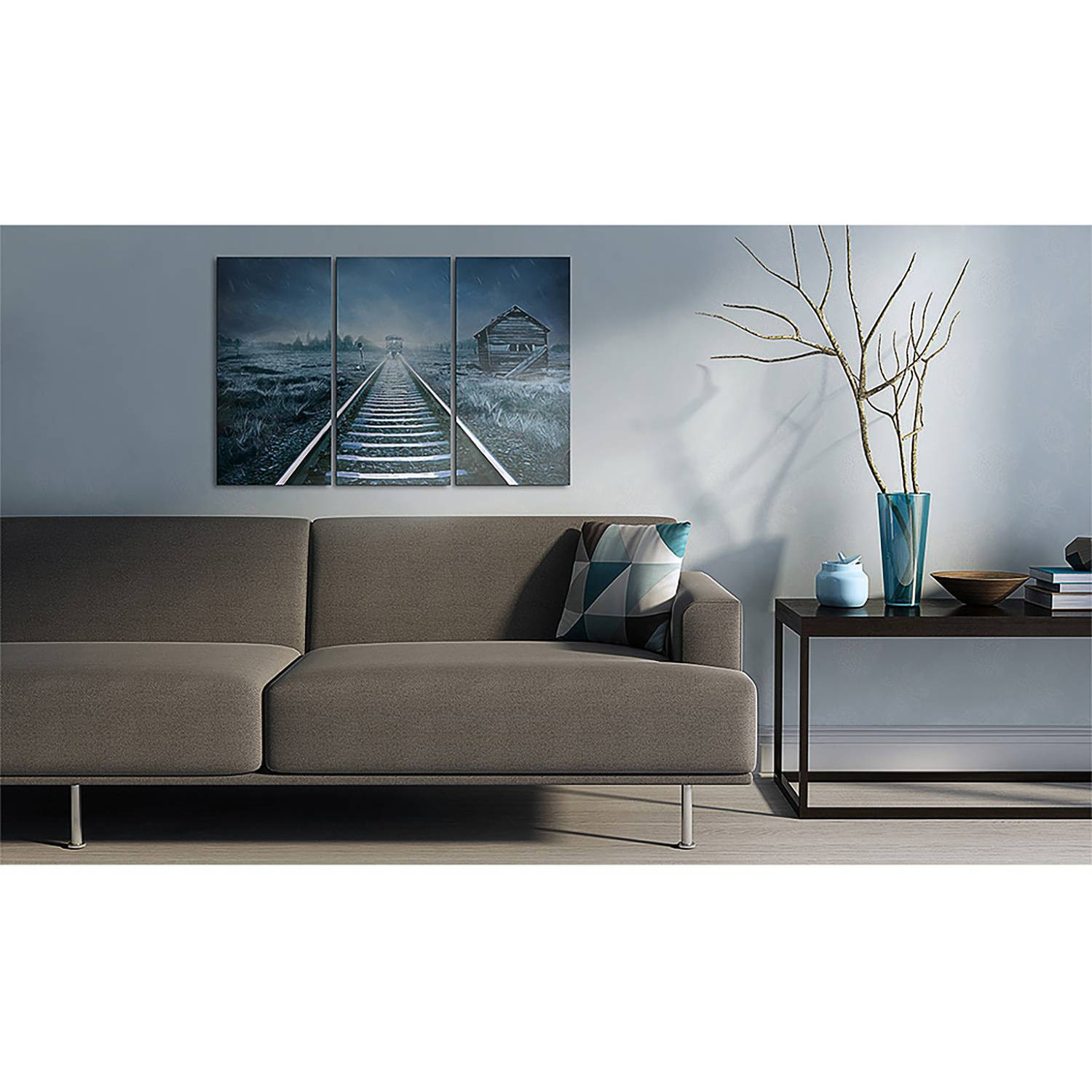 home24 A Journey in the Fog abstracte wanddecoratie blauw 60 x 40 cm