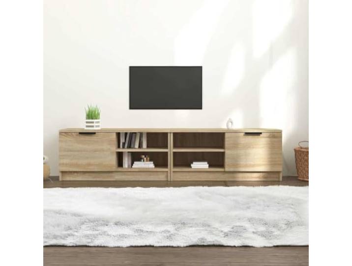 HEFZGDB TV-Schrank 2 Stück Sonoma-Eiche 80x35x36,5 cm Holzwerkstoff mit Stauraum und Schublade, funktionaler TV-Ständer für modernes Interieur, robuster Medienregal