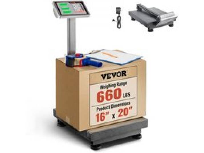 VEVOR Balance Plateforme Professionnelle 300 kg Pèse-colis Numérique Pliant Haute Précision 50 g avec Unités de Pesée lb kg, Fonction Tare, Alimentation CA/CC, Balance Expédition pour Bagages Colis