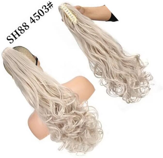 INF Goldener langer gewellter Pferdeschwanz-Haarteil mit Krallenclip für Damen Modell 8