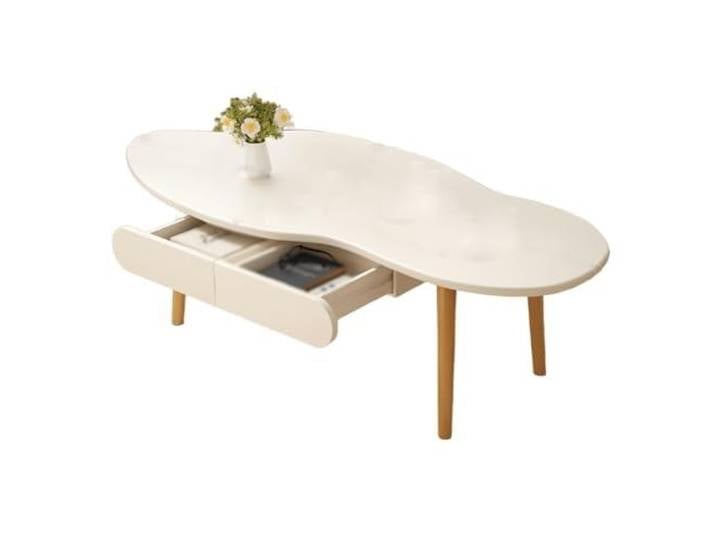 Couchtisch aus massivem Holz mit Doppelschubladen in Wolkenform, niedrig Teetische for Wohnzimmer und Heimbüro couchtisch