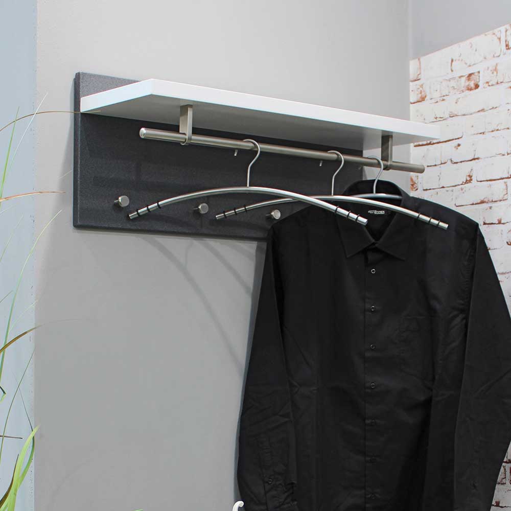 Pharao24.de Wandgarderobe in Weiß Grau Hutablage
