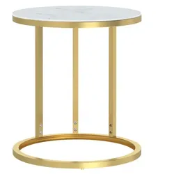 Beistelltisch Hartglas V4 | vidaXL : Farbe - Gold und Weiß