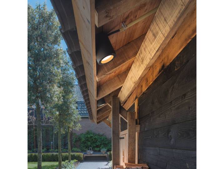 SLV Außen-Deckenlampe Sitra, anthrazit, Aluminium, Ø 10 cm dimmbar, schwarz, Aluminium, Modern, Deckenlampe