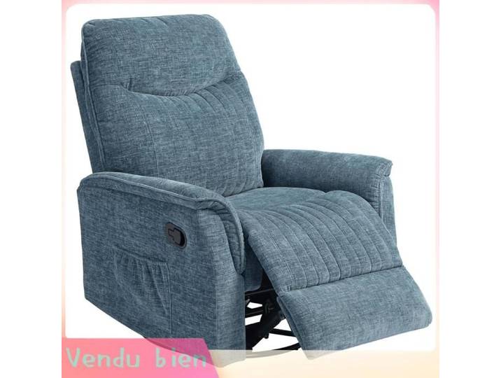 LIA Fauteuil inclinable bleu pivotant manuel repose-pieds rétractable dossier réglable