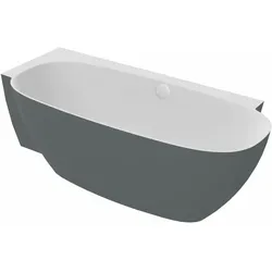Hoesch LaBrillante Badewanne BiColor 1800x800 Ecke Links Weißen glänzend/Schiefergrau glänzend mit Überlauf