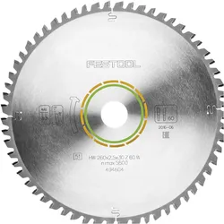 Festool, Sägeblatt, Universal-Sägeblatt 260x2,5x30 mm Z60 WZ neg.