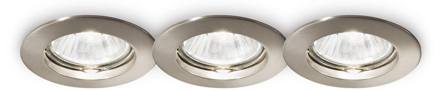 IdealLux Moderne ronde inbouwspot in nikkelkleur met GU10 fitting, 3 stuks