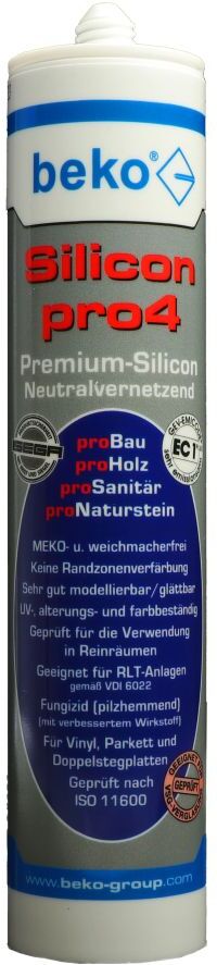 Beko Silicon pro4, Premium-Silicon, Silikon-Dichtstoff, neutralvernetzend, ockerbraun/rotbuche, 310 ml