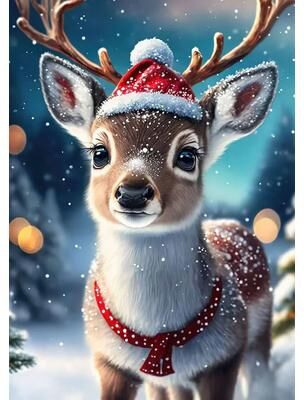 Inspired Finds Classic Santa Claus Christmas Canvas Wall Art Festive Holiday Poster Decor 11.81x15.75in baby Reindeer Charm