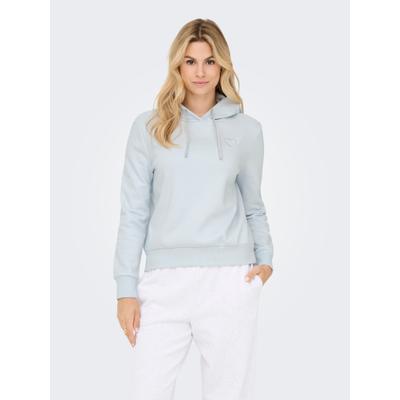 Kapuzensweatshirt ONLY "ONLNOLI L/S HEART HOOD SWT NOOS", Damen, Gr. S, blau (ballad blau detail:silber strings, heart emb), Sweatware, Obermaterial: 60% Baumwolle, 40% Polyester, unifarben, regular fit normal, Rundhals, Rippbündchen, Sweatshirts,...