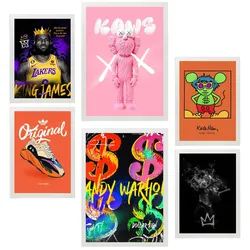 POSTER Set Mit 6 Grafiti Pop Warhol Lakers A3 & A4 Weißer Rahmen