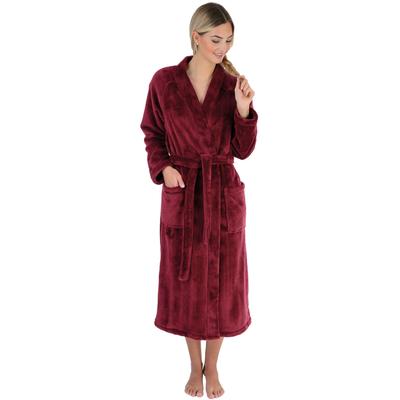 Damenbademantel WEWO FASHION "5000" Gr. XS, rot (maroon), L:120cm, Kunstfaser, Hausmäntel, kuschelig weich