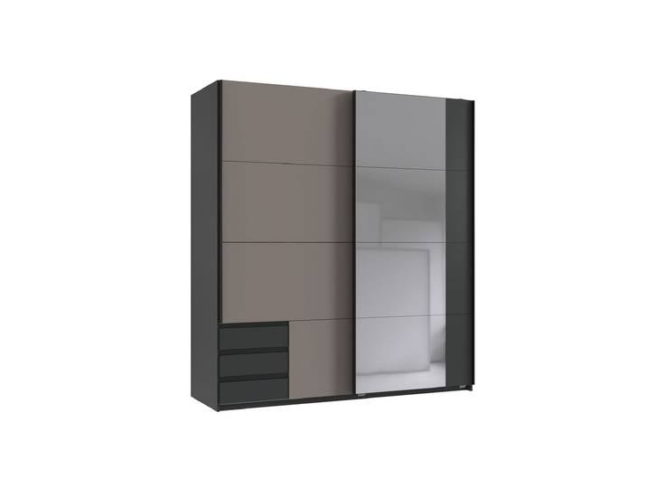 Schwebetürenschrank mit Spiegel grau - graphit 180 cm - EMDEN