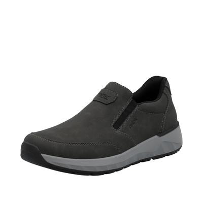 Slipper RIEKER, Herren, Gr. 40, Textil, grau, Lederimitat, unifarben, Schuhe Slipper, Schlupfschuh, Halbschuh, Slip-on Sneaker mit Ziernähte