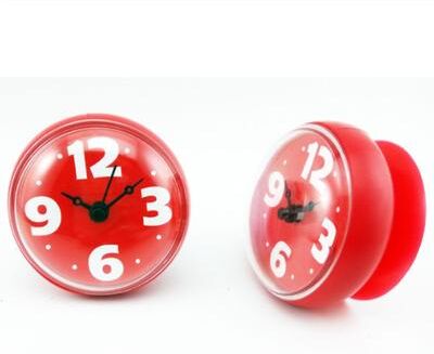 Daily Discovery Shower Clock, Bathroom Wall Clock, Suction Cup Anti Fog Alarm Clock red