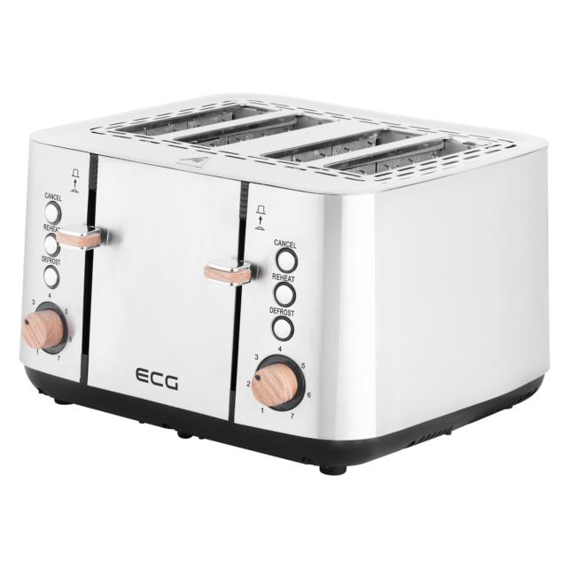 ECG ST 4767 Timber Toaster, 4 Toastfächer, 7 Heizintensitätsstufen, Auftau- und Aufwärmfunktionen (ECGST4767)