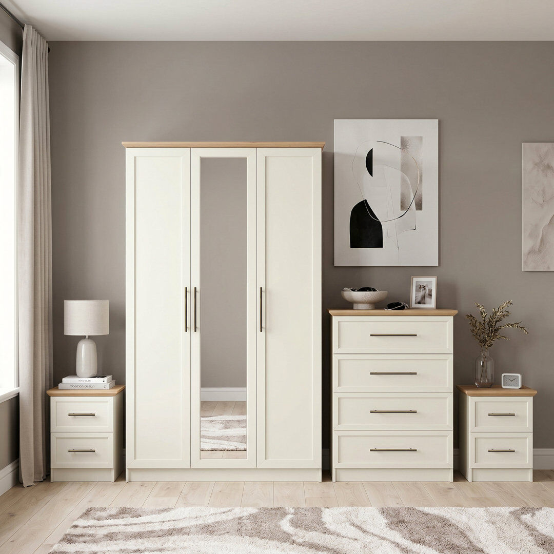 August Grove Arata 4 Piece Compact Bedroom Storage Set Ivory