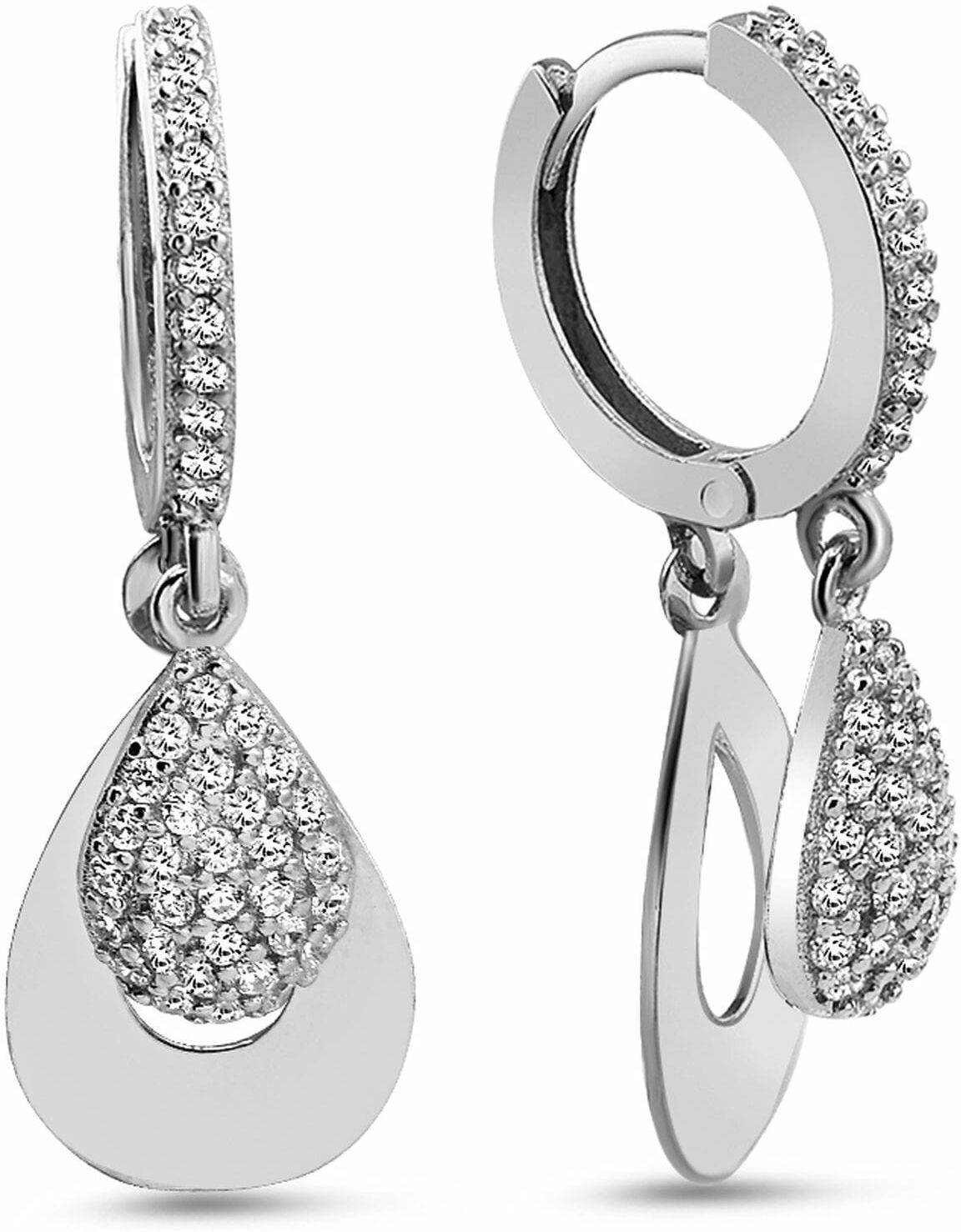 Paar Ohrhänger DKENIZ "925/- Sterling Silber Eleganz Ohrring", silber (silber, weiß), Ohrringe, Damen, one-size, Silber 925 (Sterlingsilber)
