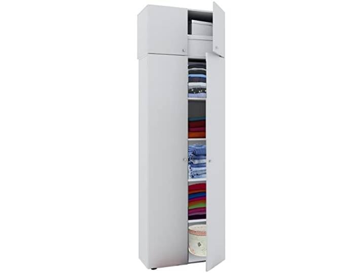 VCM Kleiderschrank Weiß 70x40x218 cm 4 Türen 6 Fächer Schlafzimmer Ankleide Platz für Kleidung und Textilien - Kinderzimmer - Für Ordnungsfans - Holzwerkstoff mit Kleiderstange