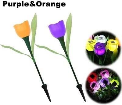 Uplift Picks Solar Tulip Garden Lights Add Warm Floral Glow To Outdoor Spaces purple & Orange