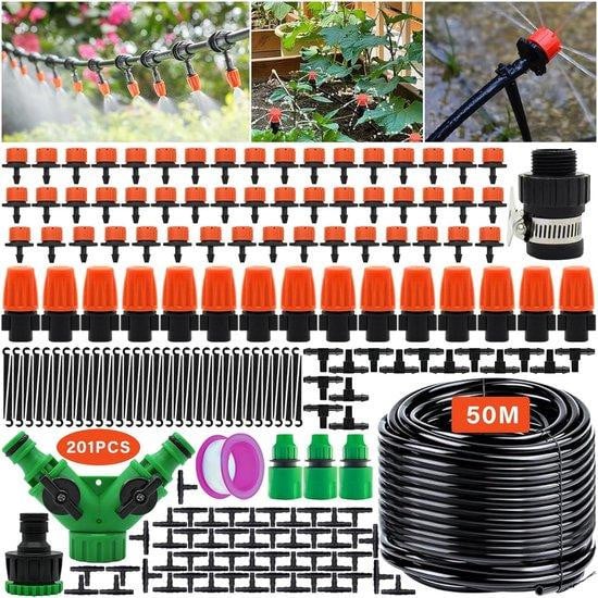 Famanu Tuinsprinklerset met 201 accessoires en 50 meter slang voor planten