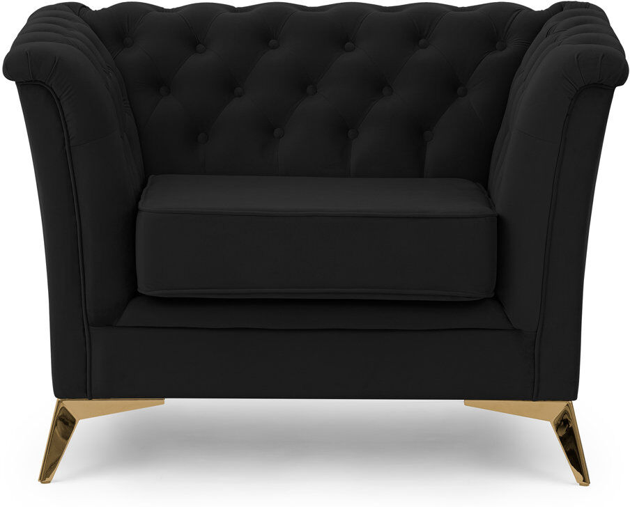 S-Style Furniture Whitby Velvet Chesterfield Chair Gold/Black 78cm H X 116cm W X 82cm D