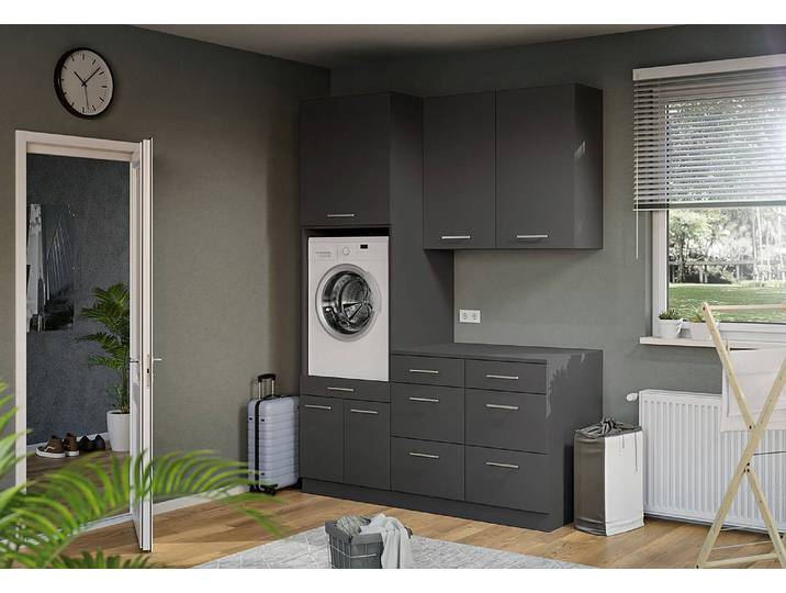 Hängeschrank 1 Tür 90cm Grau/Anthrazit