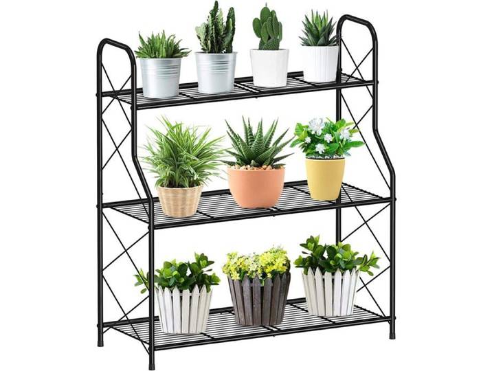 Support De Plantes En Métal À 3 Niveaux Étagère Échelle Pour Plantes D'Intérieur Et D'Extérieur Étagère D'Angle Pour Jardin [CA331]