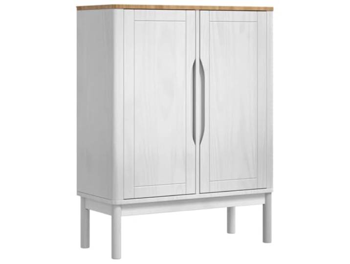 Sideboard FLORO Weiß 70 x 30 x 70,5 cm Massivholz Kiefer Massivholz Kiefer, Tür mit Scharnieren, griffloses Design, geräumiger Innenraum, pflegeleicht