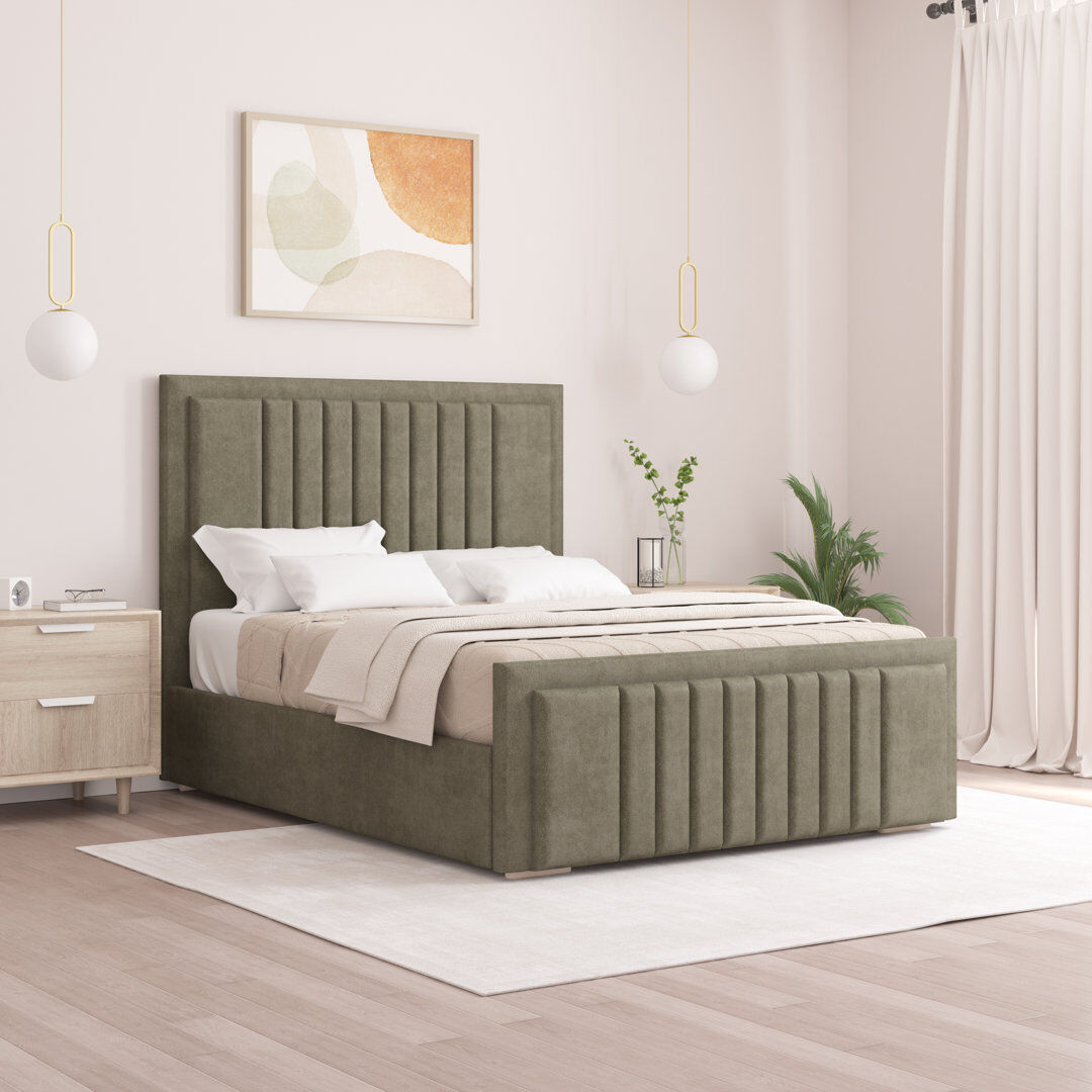 Brayden Studio Alama Upholstered Panel Bed Asphalt Double (4'6)