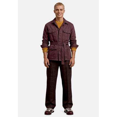 Outdoorjacke ZERO "Herren mit Bindegürtel", Herren, Gr. S, chocolate plum, Obermaterial: 100% Baumwolle, figurbetont, Jacken Outdoorjacke