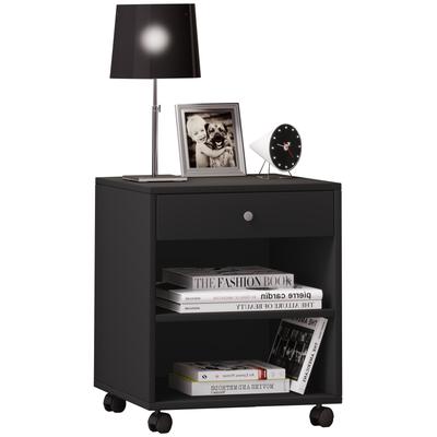 Nachttisch VCM "Holz Nachttisch Schrank Rolda Schublade Rollen", schwarz, B:45cm T:38cm, Tische, Nachttisch