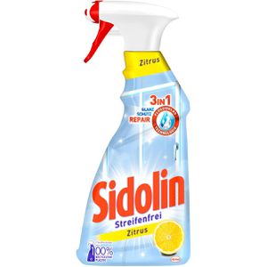 Sidolin Glasreiniger Zitrus, gebrauchsfertig, mit Abperleffekt, Spray 0,5 Liter
