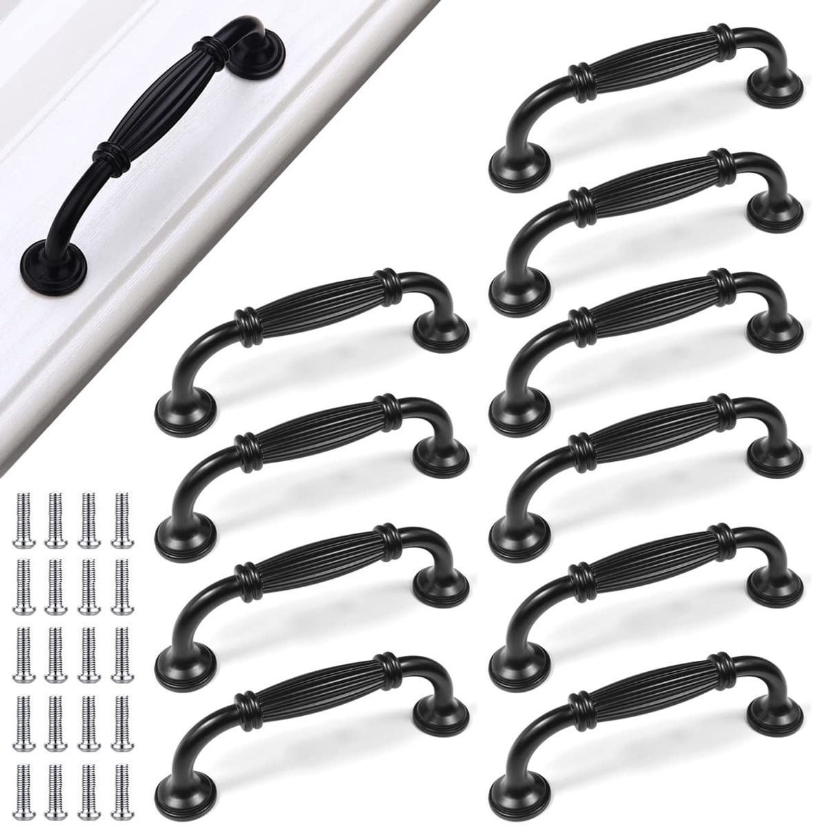 Dailygoods Meubelgrepen 10 stuks - Zwart Aluminium - Handgrepen voor Keuken, Lade en Kast - Gatafstand 96 mm