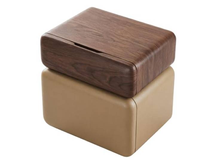 Schlank und platzsparend 2-stöckiger Nachttisch mit Schublade Ablagefach for die Nutzung im Schlafzimmer(Beige,Klein)