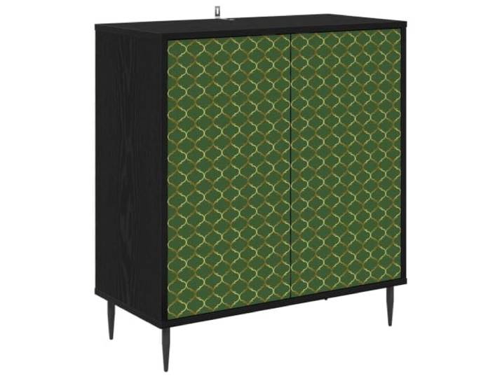 Sideboard Geleen Schwarz Eichen-Optik 69 x 33 x 76 cm Holzwerkstoff, rechteckige Form, mehrere Fächer, dekoratives Muster, erhöhte Füße, einfache Pflege