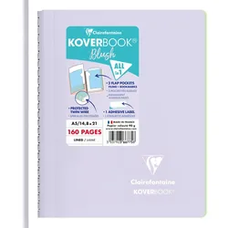 Clairefontaine 5x Koverbook Blush Spiralblock A5, 80 Blatt liniert, Einband aus PP Lila/Lindgrün - Flieder/limettengrün 366775C
